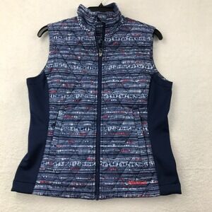 Marmot Vest Jacket Womens S Blue Puffer Quilted Active Hiking Printed Full Zip